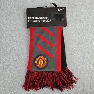 Nike Manchester United Scarf Knit Soccer Football Red Black Gray 100% Acrylic